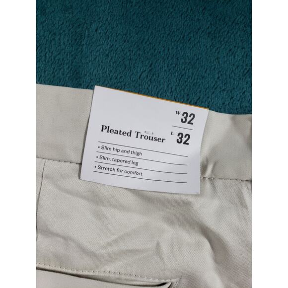 Goodfellow Pants Size 32x32 Mens Beige Chino Khaki Stretch Work Pleated NWT - Picture 14 of 15